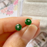 SOLD OUT: A-Grade Natural Imperial Green Jadeite Donut Earring Studs No.180635