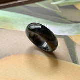 17.1mm A-Grade Natural Black Jadeite Ring Band No. 162155