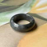 17.1mm A-Grade Natural Black Jadeite Ring Band No. 162155