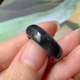 17.1mm A-Grade Natural Black Jadeite Ring Band No. 162155