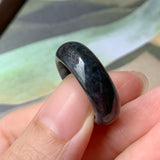 17.1mm A-Grade Natural Black Jadeite Ring Band No. 162155