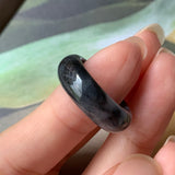 17.1mm A-Grade Natural Black Jadeite Ring Band No. 162155