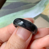 17.1mm A-Grade Natural Black Jadeite Ring Band No. 162155