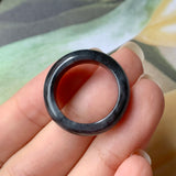 17.1mm A-Grade Natural Black Jadeite Ring Band No. 162155