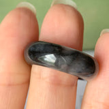 17.1mm A-Grade Natural Black Jadeite Ring Band No. 162155