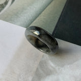 SOLD OUT: 17.3mm A-Grade Natural Black Jadeite Ring Band No. 162156