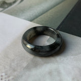 SOLD OUT: 17.3mm A-Grade Natural Black Jadeite Ring Band No. 162156