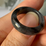 SOLD OUT: 17.3mm A-Grade Natural Black Jadeite Ring Band No. 162156