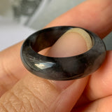 SOLD OUT: 17.3mm A-Grade Natural Black Jadeite Ring Band No. 162156