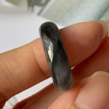 SOLD OUT: 17.3mm A-Grade Natural Black Jadeite Ring Band No. 162156