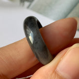 SOLD OUT: 17.3mm A-Grade Natural Black Jadeite Ring Band No. 162156