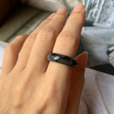 SOLD OUT: 17.3mm A-Grade Natural Black Jadeite Ring Band No. 162156