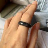 SOLD OUT: 17.3mm A-Grade Natural Black Jadeite Ring Band No. 162156