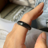 SOLD OUT: 17.3mm A-Grade Natural Black Jadeite Ring Band No. 162156