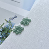 SOLD OUT: 3.85cts Icy A-Grade Natural Bluish Green Jadeite Eternity Knot Pair No.180588