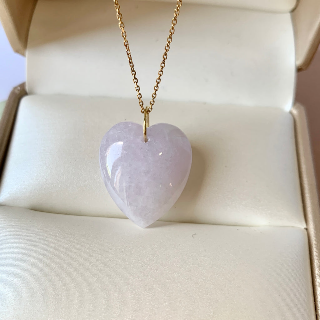 SOLD OUT: A-Grade Lavender Jadeite Bespoke Heart Pendant No.172001