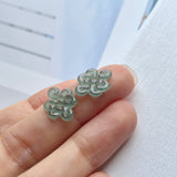 SOLD OUT: 3.85cts Icy A-Grade Natural Bluish Green Jadeite Eternity Knot Pair No.180588