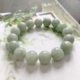 13.3mm A-Grade Natural Green Jadeite Beaded Bracelet No.190273