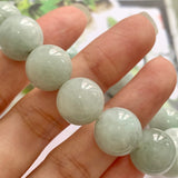 13.3mm A-Grade Natural Green Jadeite Beaded Bracelet No.190273