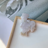 A-Grade Natural Lavender Jadeite Rooster Pendant No.171379