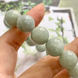 13.3mm A-Grade Natural Green Jadeite Beaded Bracelet No.190273