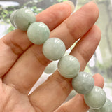 13.3mm A-Grade Natural Green Jadeite Beaded Bracelet No.190273