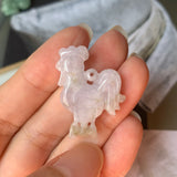 A-Grade Natural Lavender Jadeite Rooster Pendant No.171379