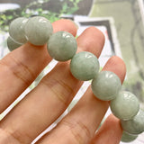 13.3mm A-Grade Natural Green Jadeite Beaded Bracelet No.190273