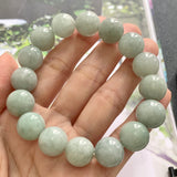 13.3mm A-Grade Natural Green Jadeite Beaded Bracelet No.190273