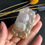 A-Grade Type A Natural Red Lavender Jadeite Jade Pendant with Calabash/ Ruyi/Bat Carvings No.170470
