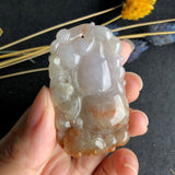 A-Grade Type A Natural Red Lavender Jadeite Jade Pendant with Calabash/ Ruyi/Bat Carvings No.170470