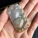 A-Grade Type A Natural Red Lavender Jadeite Jade Pendant with Calabash/ Ruyi/Bat Carvings No.170470