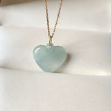 SOLD OUT: A-Grade Bluish Green Jadeite Bespoke Heart Pendant No.172004