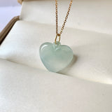 SOLD OUT: A-Grade Bluish Green Jadeite Bespoke Heart Pendant No.172004