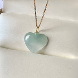 SOLD OUT: A-Grade Bluish Green Jadeite Bespoke Heart Pendant No.172004