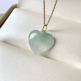 SOLD OUT: A-Grade Bluish Green Jadeite Bespoke Heart Pendant No.172004