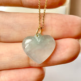 SOLD OUT: A-Grade Bluish Green Jadeite Bespoke Heart Pendant No.172004