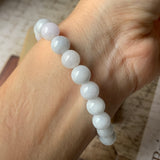 SOLD OUT - 8.5mm A-Grade Natural Lilac Jadeite Beaded Bracelet with Barrel No.190333