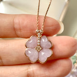SOLD OUT: A-Grade Lavender Jadeite Four Heart Clover Pendant No.172006