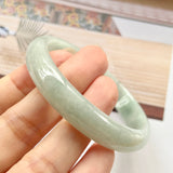 52.9mm A-Grade Natural Light Green Jadeite Modern Round Bangle No.330076
