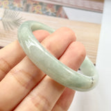 SOLD OUT: 52.9mm A-Grade Natural Light Green Jadeite Modern Round Bangle No.330076