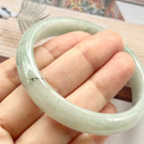 SOLD OUT: 52.9mm A-Grade Natural Light Green Jadeite Modern Round Bangle No.330076