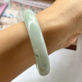 SOLD OUT: 52.9mm A-Grade Natural Light Green Jadeite Modern Round Bangle No.330076