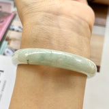 SOLD OUT: 52.9mm A-Grade Natural Light Green Jadeite Modern Round Bangle No.330076