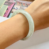 52.9mm A-Grade Natural Light Green Jadeite Modern Round Bangle No.330076
