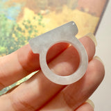 15.9mm A-Grade Natural White Jadeite Cylinder Top Ring Band No.161978