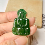 A-Grade Natural Imperial Green Jadeite Goddess of Mercy Pendant No.171819