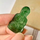 A-Grade Natural Imperial Green Jadeite Goddess of Mercy Pendant No.171820