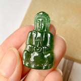 A-Grade Natural Imperial Green Jadeite Goddess of Mercy Pendant No.171820