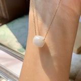 A-Grade Natural White Jadeite Barrel Pendant No.171607